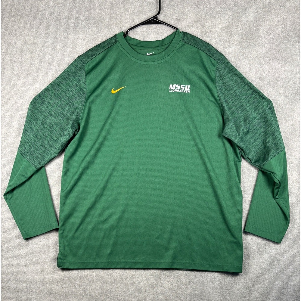 Nike MSSU Lionbacker Long Sleeve Performance Shirt XXL Green Mens